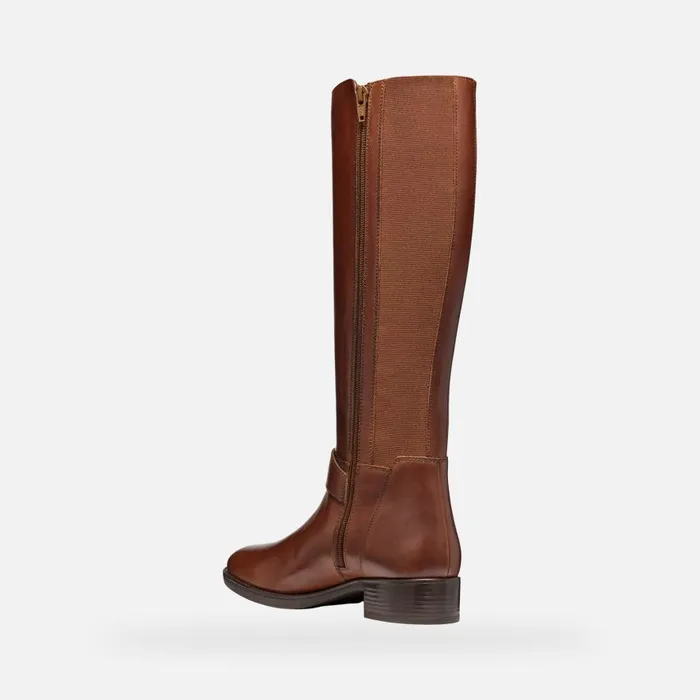 Geox Boots FELICITY WOMAN Brown Leather Boots Brown 8211 Woman