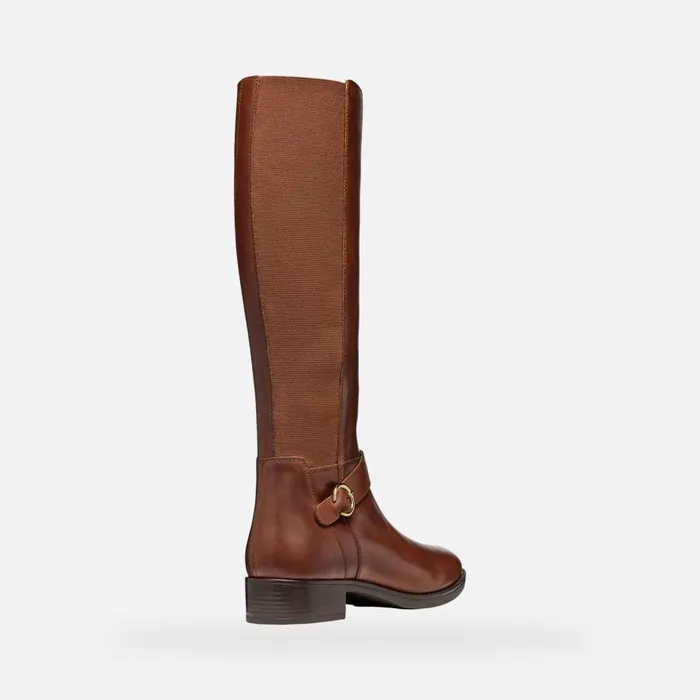 Geox Boots FELICITY WOMAN Brown Leather Boots Brown 8211 Woman