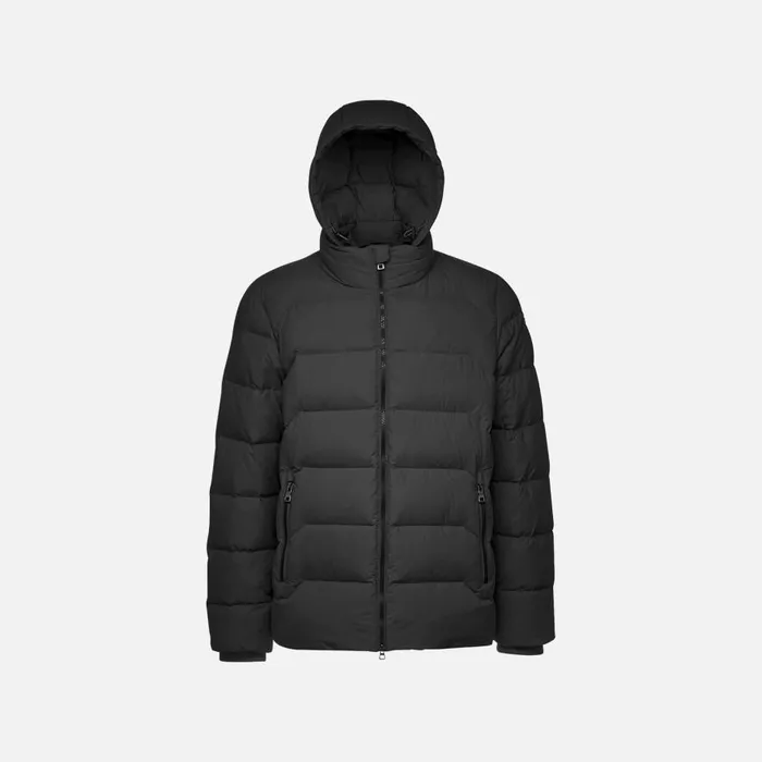 Geox Down Jackets ELVER MAN Black Short Down Jacket Black 8211 Man