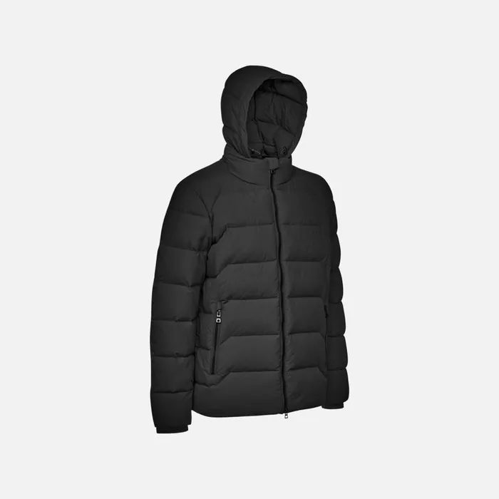 Geox Down Jackets ELVER MAN Black Short Down Jacket Black 8211 Man