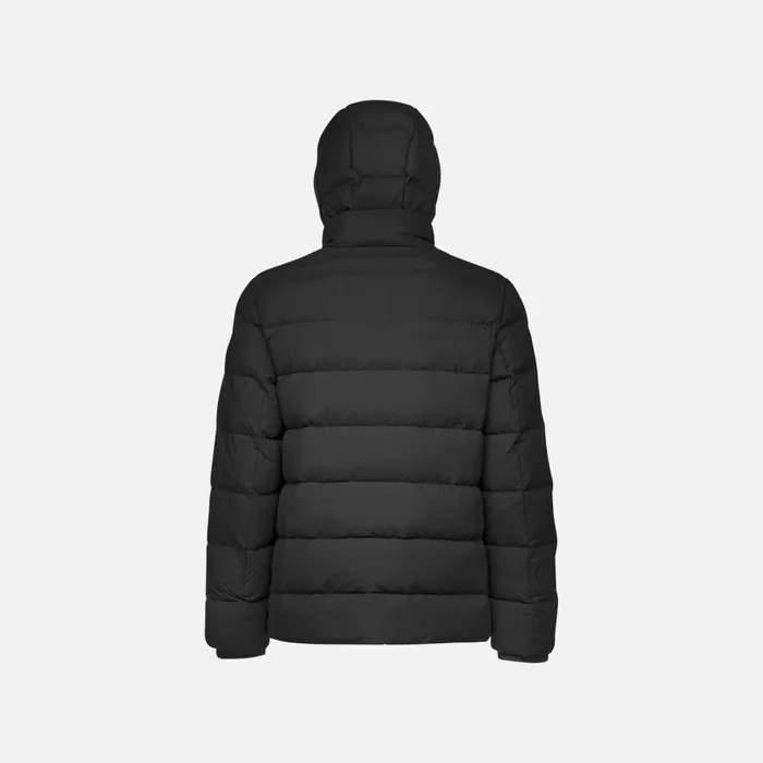 Geox Down Jackets ELVER MAN Black Short Down Jacket Black 8211 Man