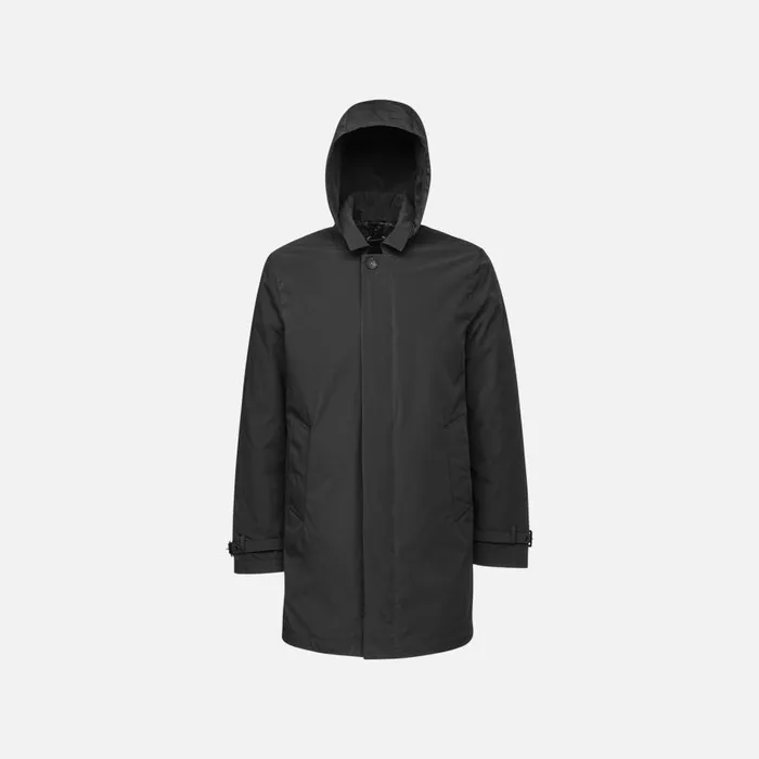 Geox Jackets ANYWECO MAN Black Trench Coat Black 8211 Man
