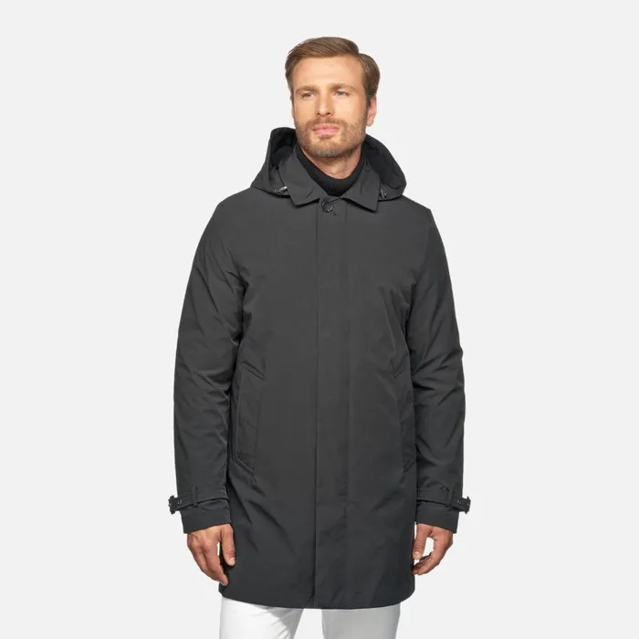 Geox Jackets ANYWECO MAN Black Trench Coat Black 8211 Man