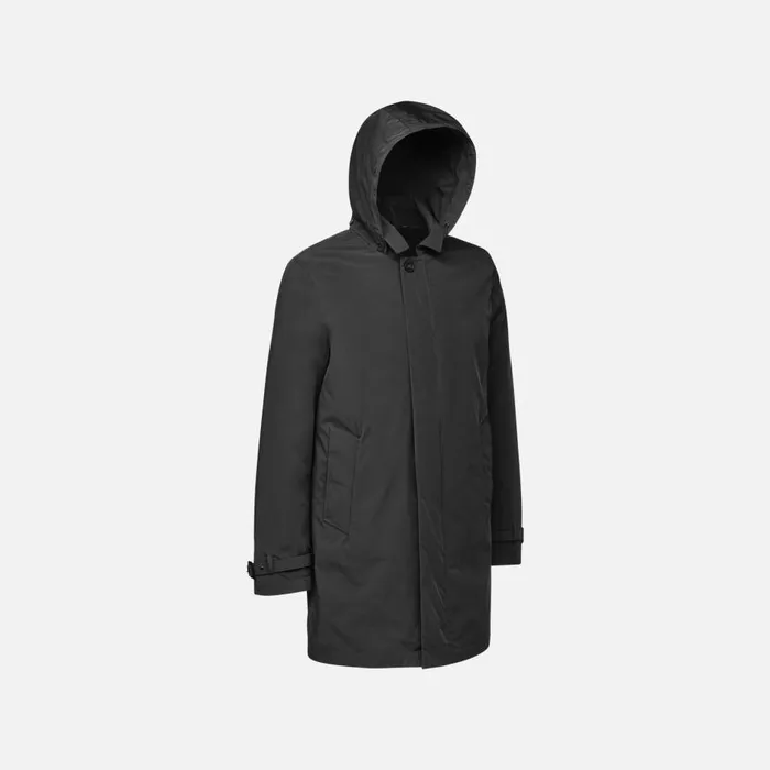 Geox Jackets ANYWECO MAN Black Trench Coat Black 8211 Man