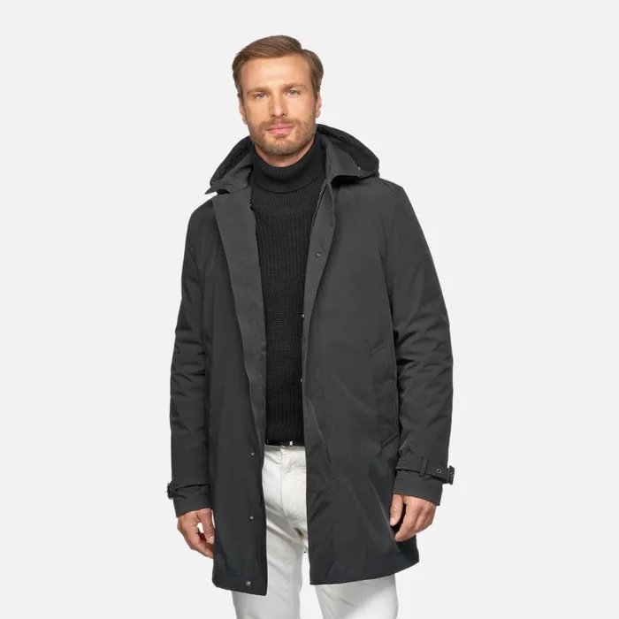 Geox Jackets ANYWECO MAN Black Trench Coat Black 8211 Man