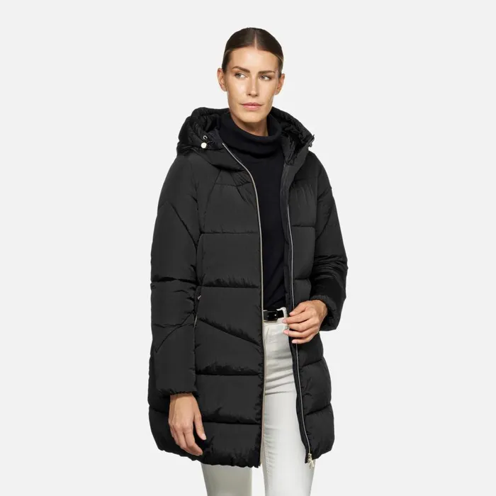 Geox Jackets DAMIANA WOMAN Black Long Parka Black 8211 Woman