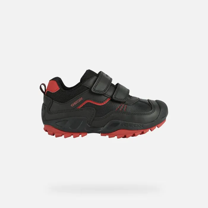 Geox Sneakers NEW SAVAGE A Velcro Shoes Black Junior Boy Geox Blackred 8211 Kids