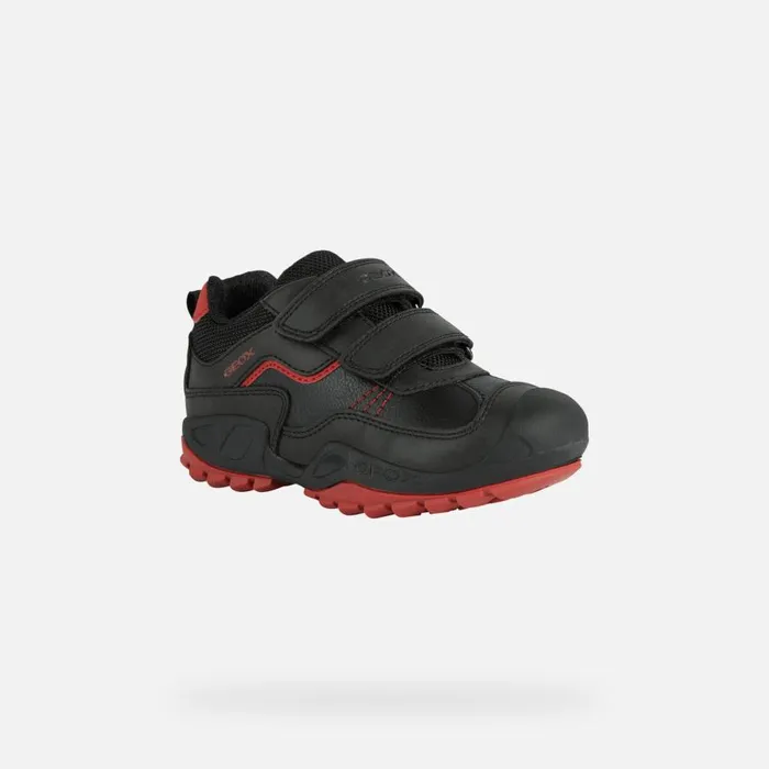 Geox Sneakers NEW SAVAGE A Velcro Shoes Black Junior Boy Geox Blackred 8211 Kids