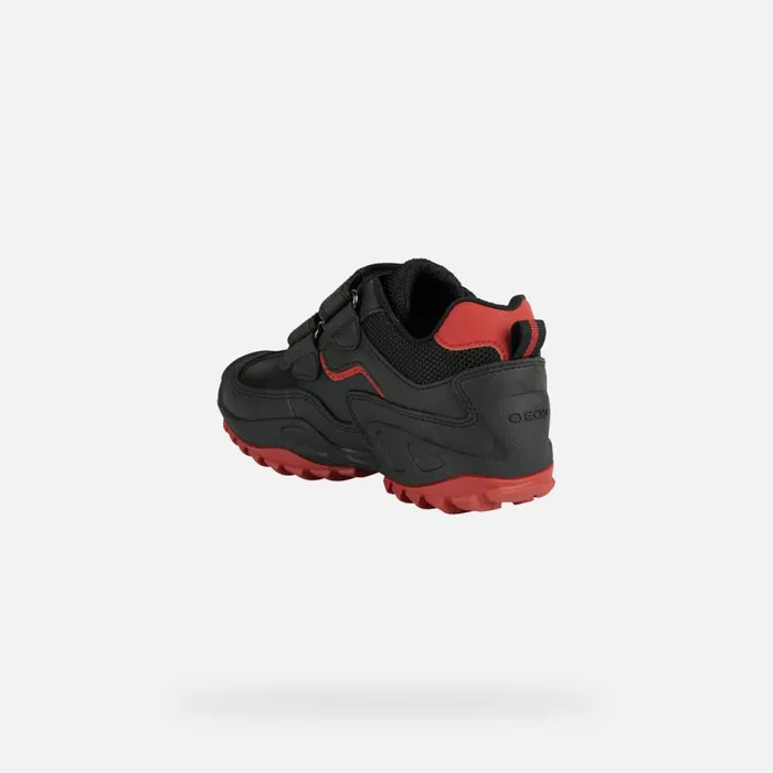 Geox Sneakers NEW SAVAGE A Velcro Shoes Black Junior Boy Geox Blackred 8211 Kids