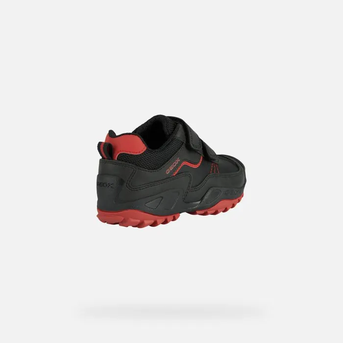 Geox Sneakers NEW SAVAGE A Velcro Shoes Black Junior Boy Geox Blackred 8211 Kids