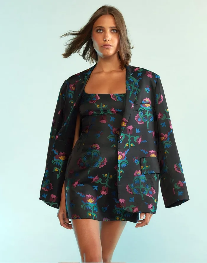 Harper Jacquard Blazer 8211 Blkmt Women Cynthia Rowley Tops