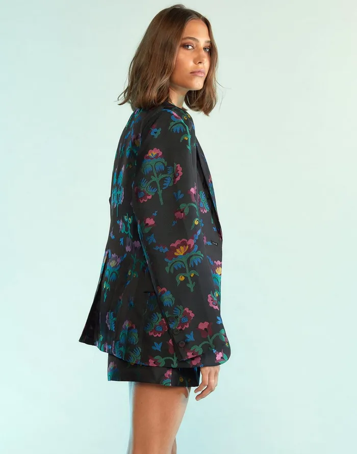 Harper Jacquard Blazer 8211 Blkmt Women Cynthia Rowley Tops