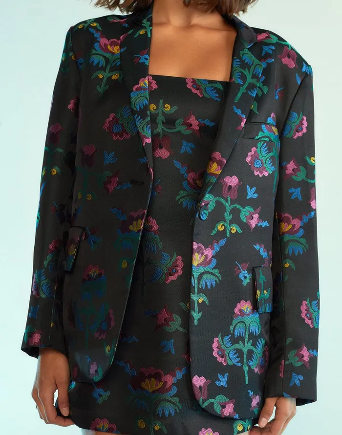 Harper Jacquard Blazer 8211 Blkmt Women Cynthia Rowley Tops