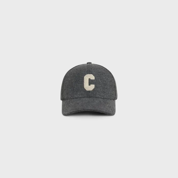 Initial Cap In Vintage Black Denim Vintage Black Men CELINE HATS AND SOFT ACCESSORIES