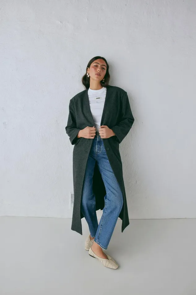JacketsCoats Women VRG GRL Vale Trench Coat Charcoal