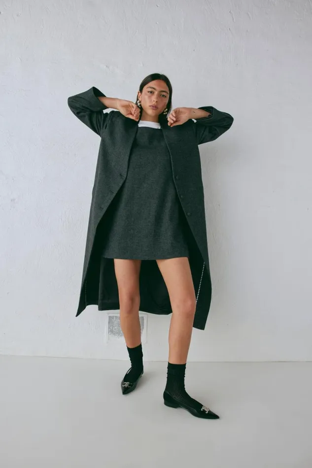 JacketsCoats Women VRG GRL Vale Trench Coat Charcoal JacketsCoats Women VRG GRL Vale Trench Coat Charcoal