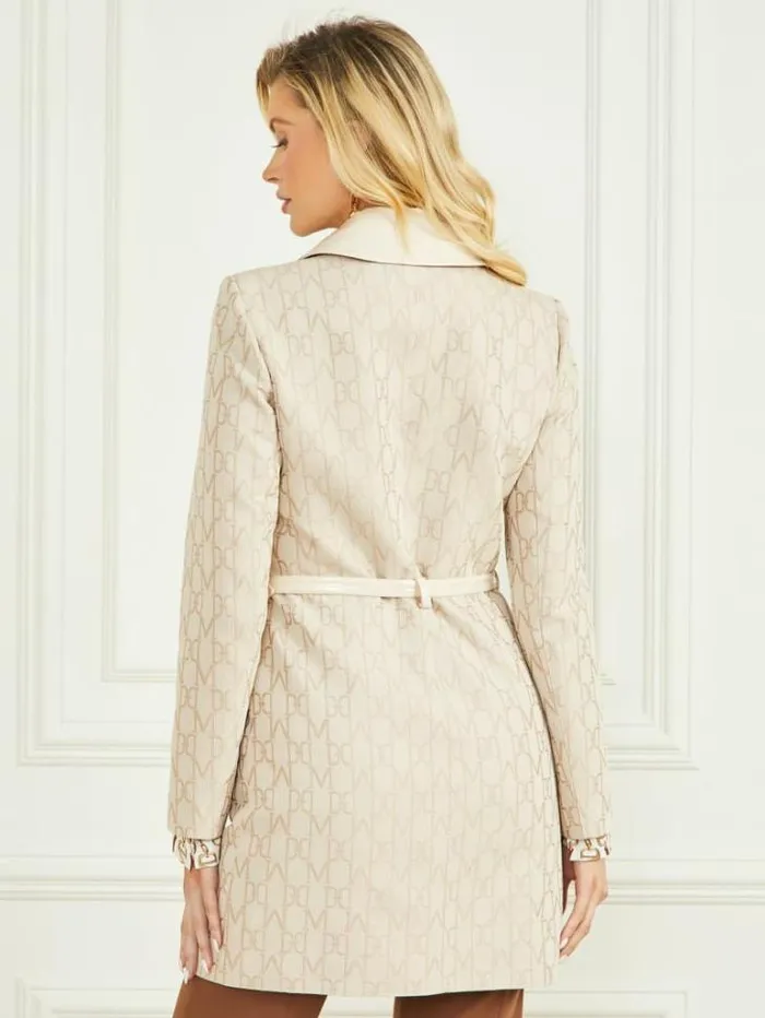 Jackets Women Marciano Jacquard Logo Coat Sandy Shore Monogram Jackets Women Marciano Jacquard Logo Coat Sandy Shore Monogram