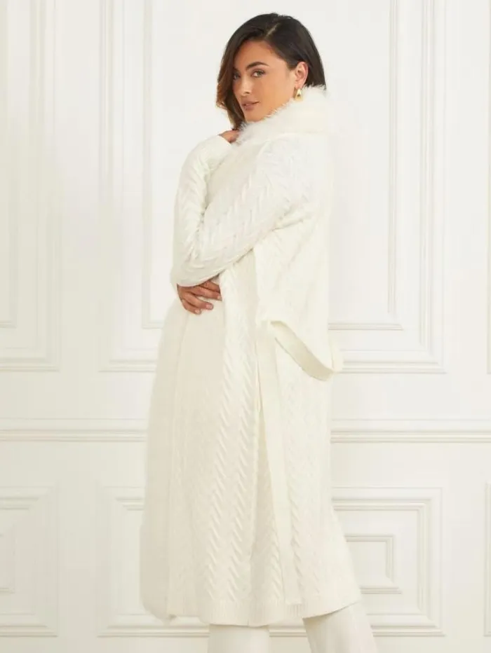 Jackets Women Marciano Paula FauxFur Long Cardigan Sweater Pale Pearl Jackets Women Marciano Paula FauxFur Long Cardigan Sweater Pale Pearl