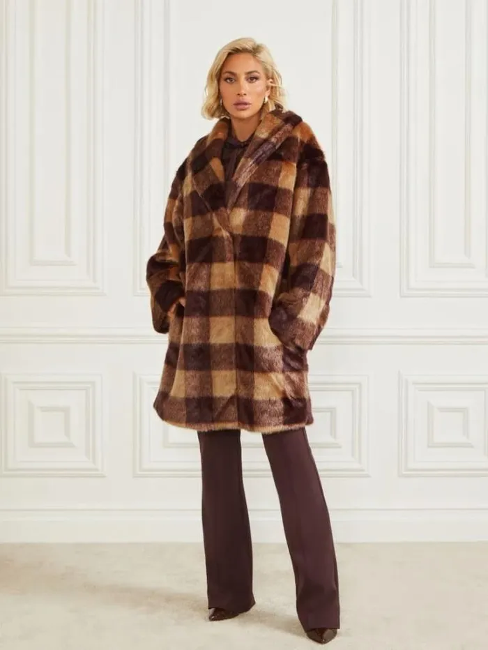 Jackets Women Marciano Rochelle Coat Camel And Dark Bourbon Bi