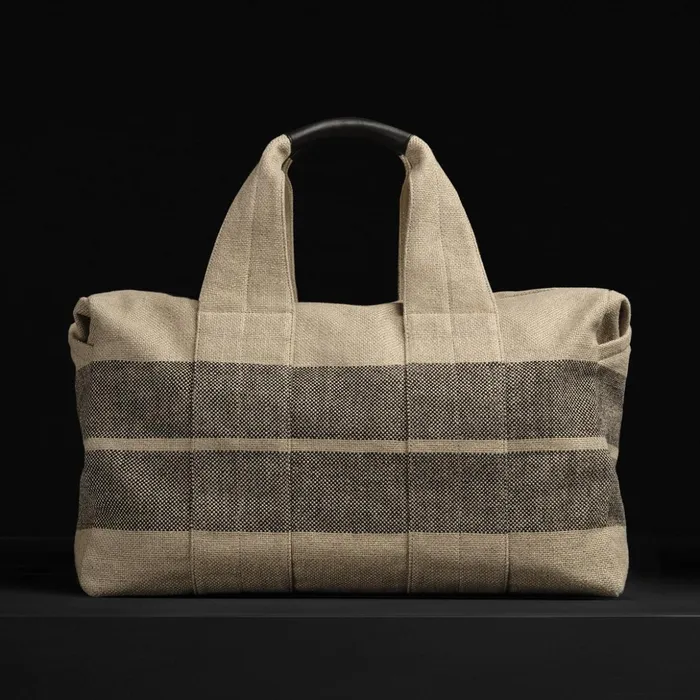 James Perse Duffel Bags Montecito Striped Linen Weekend Bag Beigeblack 8211 MenWomen