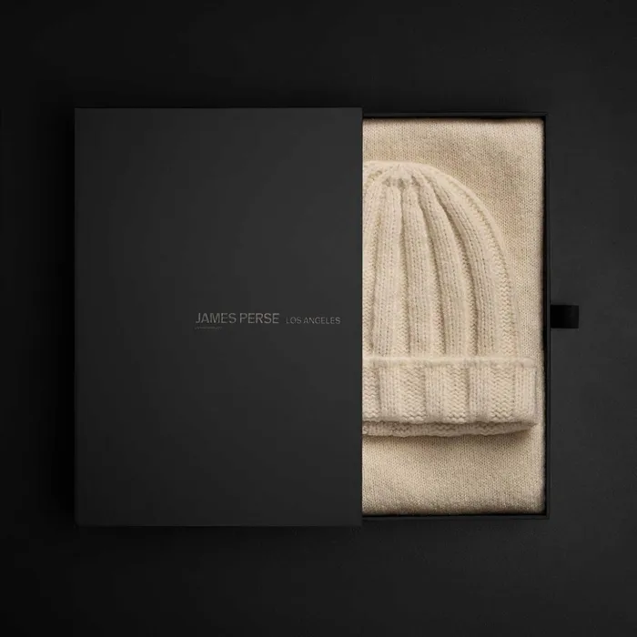 James Perse Hats Cashmere Beanie and Scarf Set Ivory 8211 Women