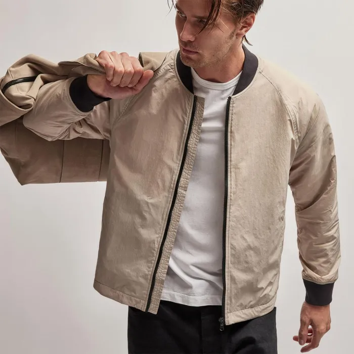 James Perse JacketsOuterwear Nylon Bomber Jacket Lined Toast 8211 Men