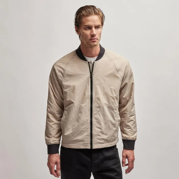 James Perse JacketsOuterwear Nylon Bomber Jacket Lined Toast 8211 Men