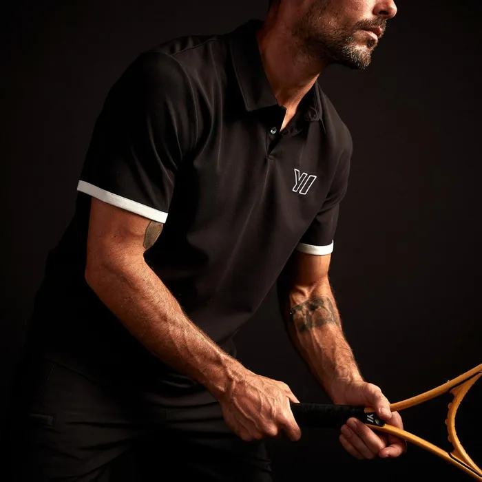 James Perse Performance Tops Performance Pique Embroidered Polo Blackice 8211 Men