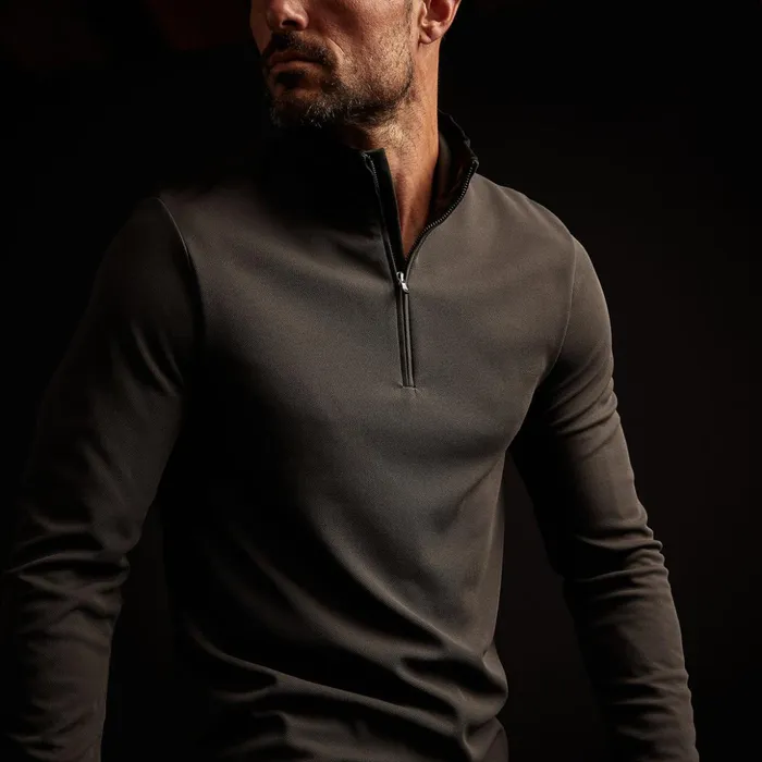 James Perse Performance Tops Performance Pique Zip Tee Slateblack 8211 Men