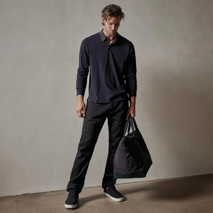 James Perse PolosNovelty Tops Clean Finish Jersey Contrast Polo French Navymagma 8211 Men James Perse PolosNovelty Tops Clean Finish Jersey Contrast Polo French Navymagma 8211 Men