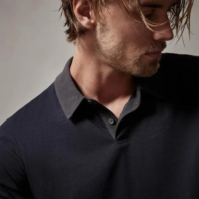 James Perse PolosNovelty Tops Clean Finish Jersey Contrast Polo French Navymagma 8211 Men