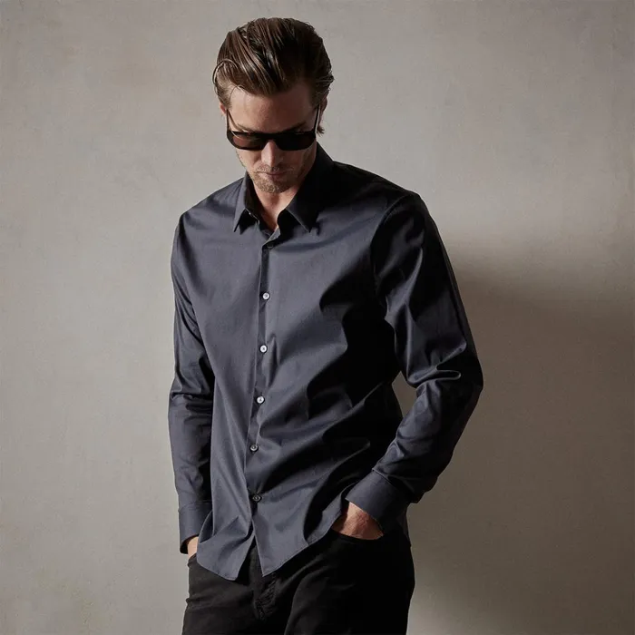 James Perse Shirting Matte Stretch Poplin Dress Shirt Navy 8211 Men