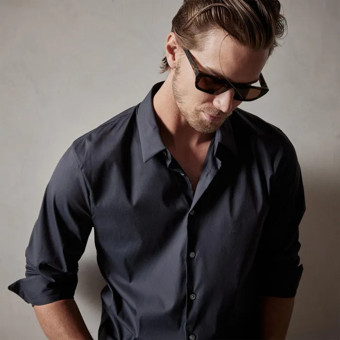 James Perse Shirting Matte Stretch Poplin Dress Shirt Navy 8211 Men