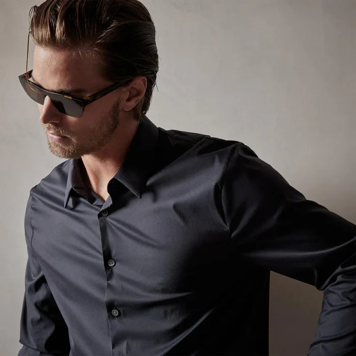 James Perse Shirting Matte Stretch Poplin Dress Shirt Navy 8211 Men