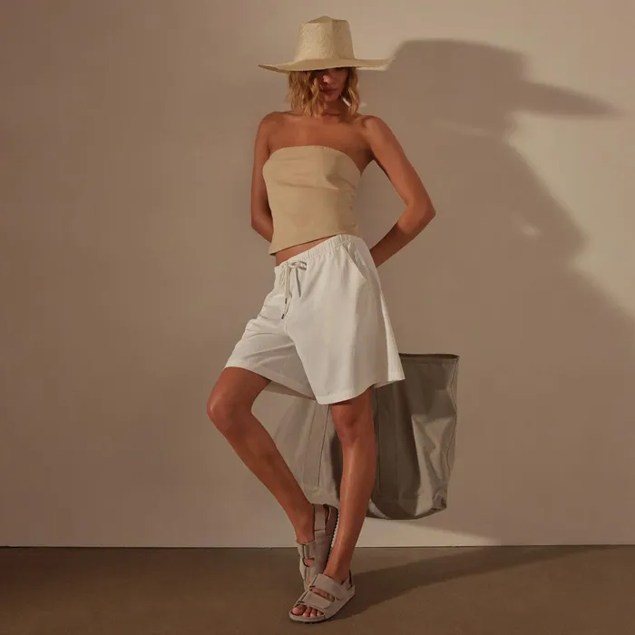 James Perse Shorts Matte Satin Wide Leg Short White 8211 Women
