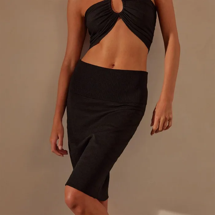 James Perse Skirts Stretch Linen Double Skirt Black 8211 Women