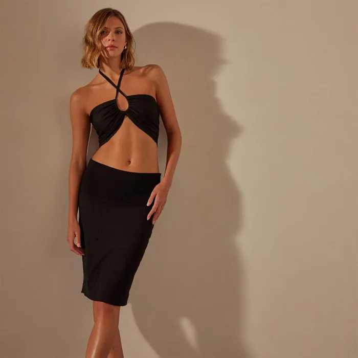 James Perse Skirts Stretch Linen Double Skirt Black 8211 Women