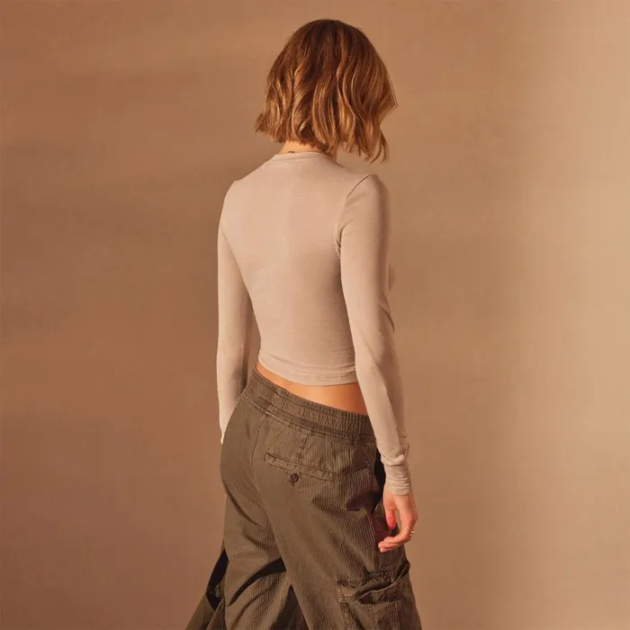 James Perse TShirts Long Sleeve Cropped Tee Nude 8211 Women