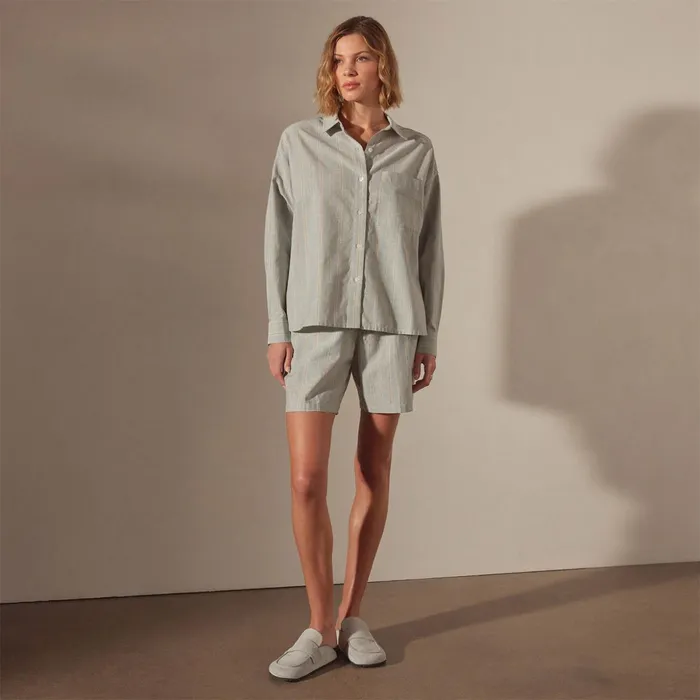 James Perse Tops Relaxed Striped Button Shirt Light Blue Stripe 8211 Women