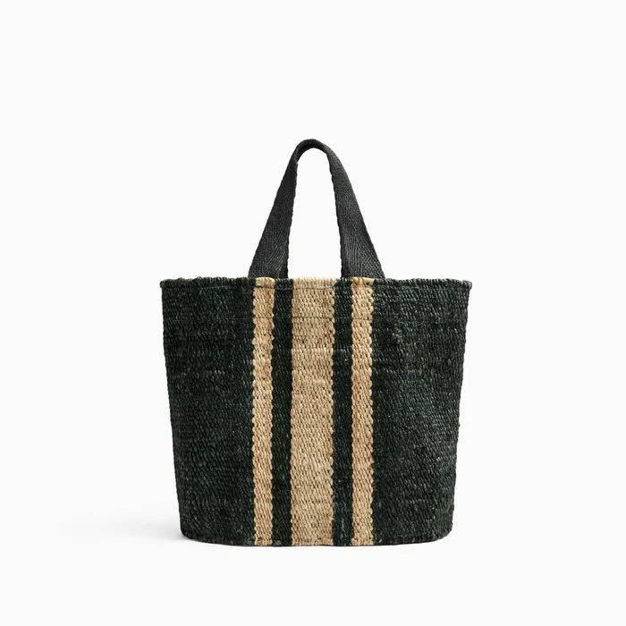 James Perse Tote Bags Playa Striped Small Hemp Tote Petrol Greennatural 8211 Women