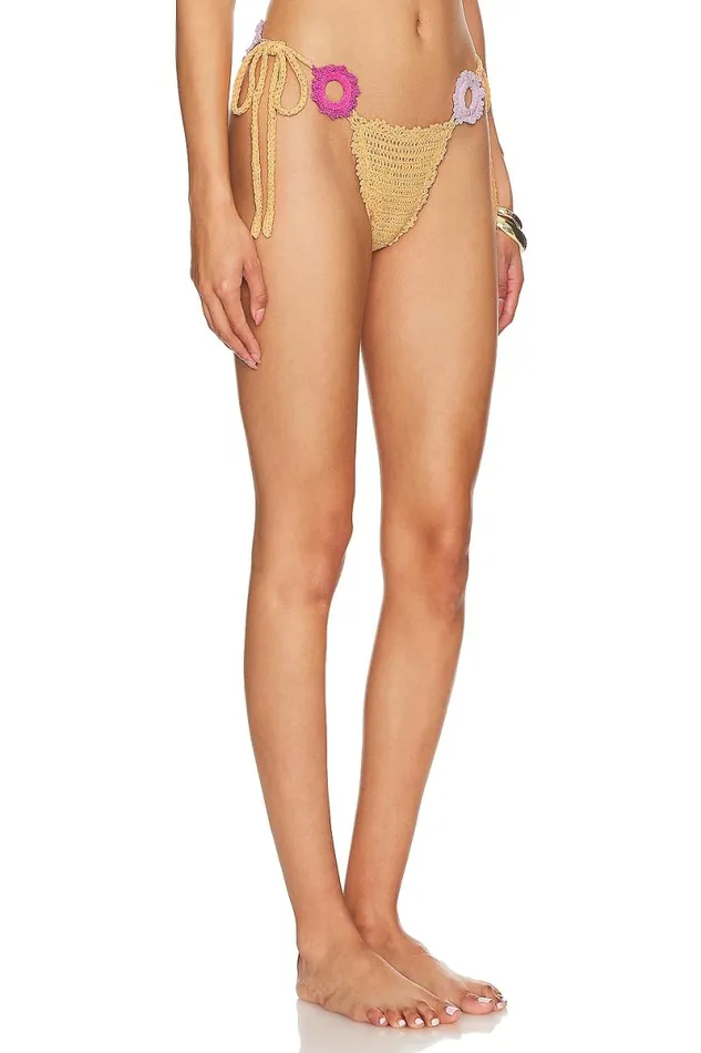 Jinny Crochet Bikini Bottom Peach Multi Women Lovers and Friends Swimsuits and CoverUps