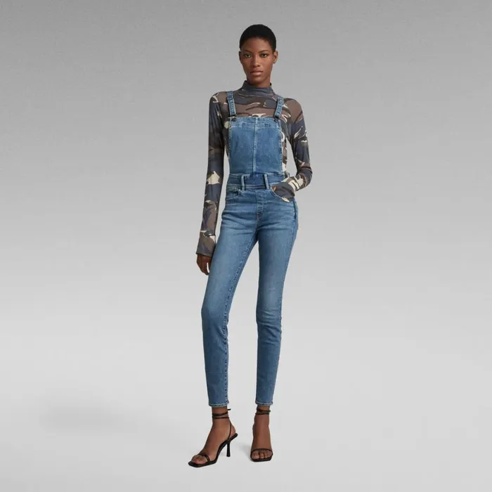 Jumpsuits Women GStar RAW Lynn High Waist Skinny Overall Sun Faded Blue