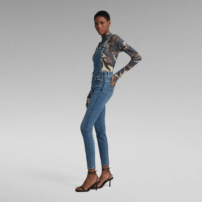 Jumpsuits Women GStar RAW Lynn High Waist Skinny Overall Sun Faded Blue