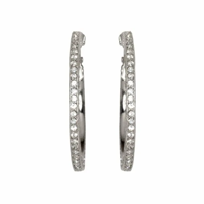 Kenneth Jay Lane Clear Crystal Earrings Women Crystal Pave039 Hoop Earrings