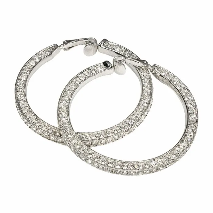 Kenneth Jay Lane Clear Crystal Earrings Women Crystal Pave039 Hoop Earrings