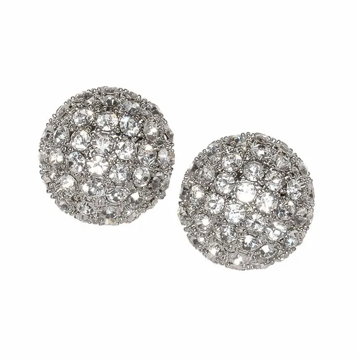 Kenneth Jay Lane Clear Crystal Earrings Women Disco Ball Clip Earrings