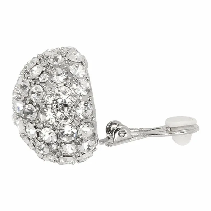 Kenneth Jay Lane Clear Crystal Earrings Women Disco Ball Clip Earrings