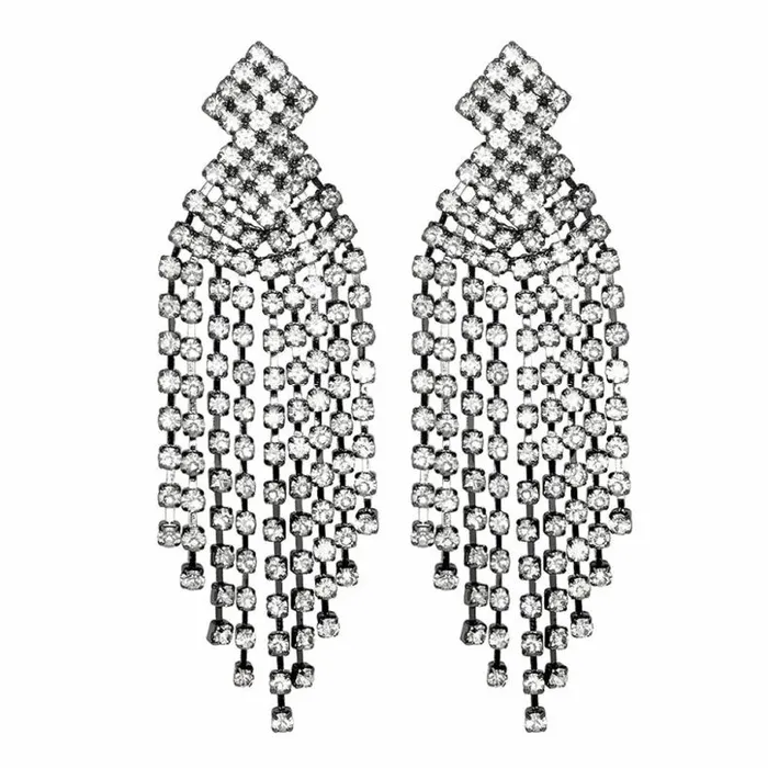 Kenneth Jay Lane Clear Crystal Earrings Women Waterfall Clip Earrings