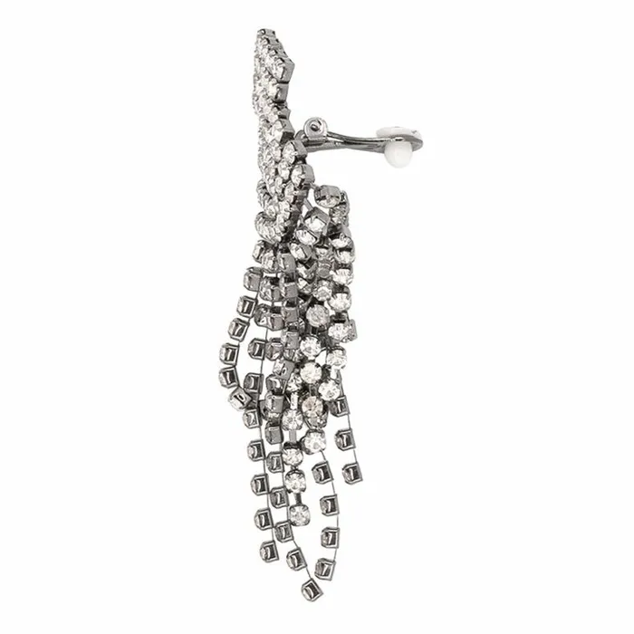 Kenneth Jay Lane Clear Crystal Earrings Women Waterfall Clip Earrings