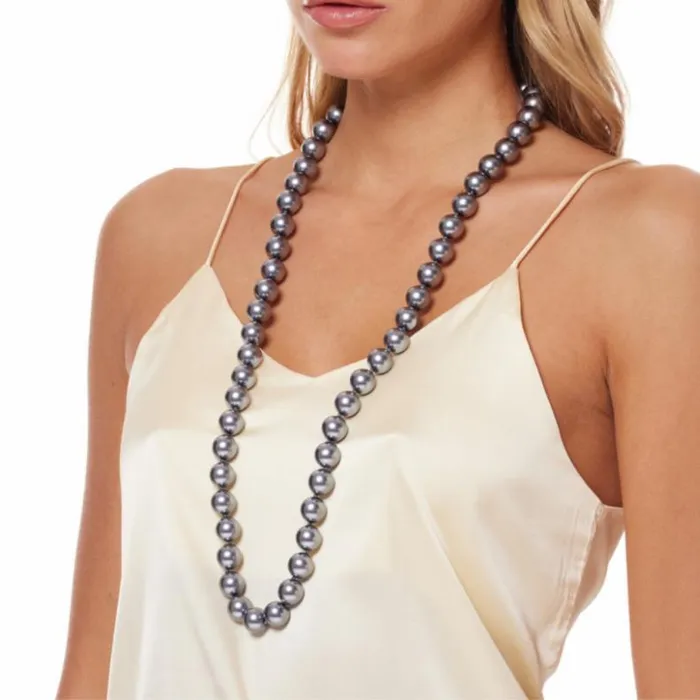 Kenneth Jay Lane Dark Color Necklaces Women Dark Grey Pearl Necklace